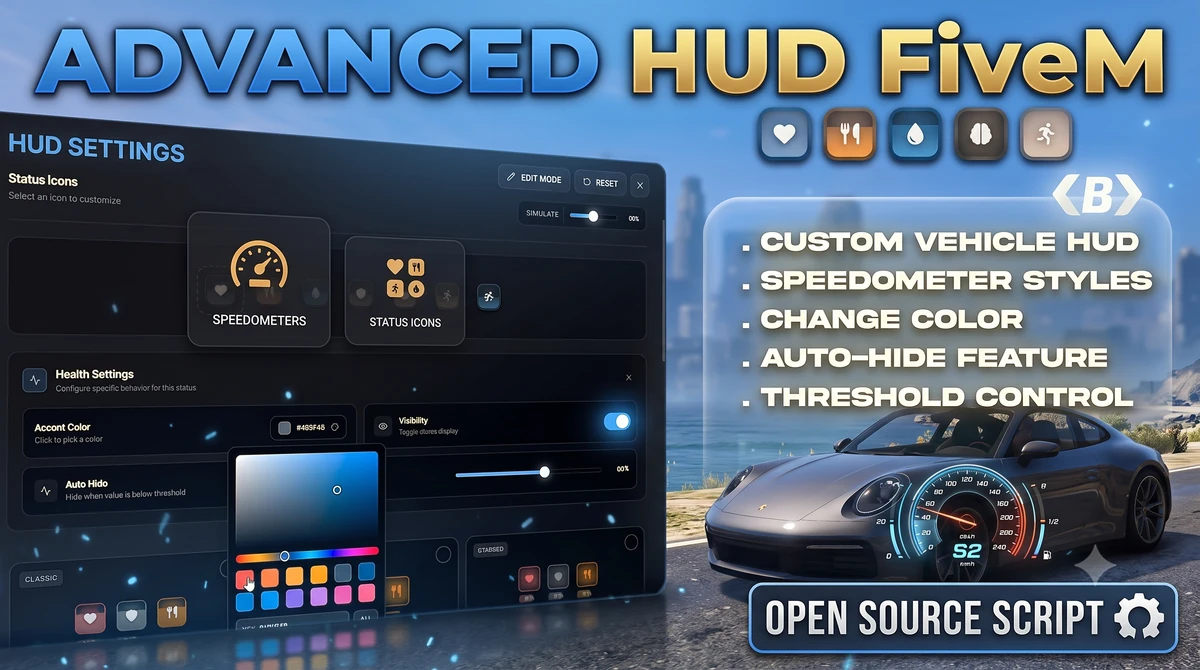 Advanced HUD FiveM | Custom Vehicle HUD & Speedometer | Open Source